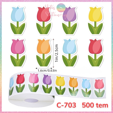[HOTIS] Cuộn 500 tem sticker hoạt hình cute, tem dán trang trí, nhãn dán khen thưởng học sinh tạo động lực