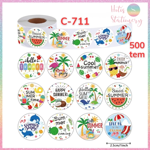 [HOTIS] Cuộn 500 tem sticker hoạt hình cute, tem dán trang trí, nhãn dán khen thưởng học sinh tạo động lực
