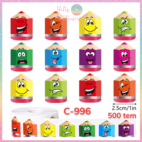 [HOTIS] Cuộn 500 tem sticker hoạt hình cute, tem dán trang trí, nhãn dán khen thưởng học sinh tạo động lực
