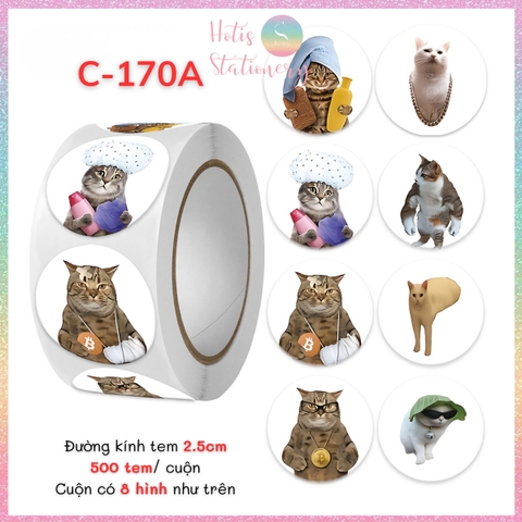[HOTIS] Cuộn 500 tem sticker hoạt hình cute, tem dán trang trí, nhãn dán khen thưởng học sinh tạo động lực