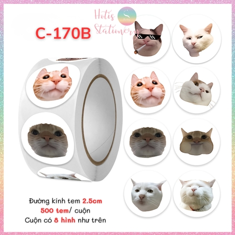 [HOTIS] Cuộn 500 tem sticker hoạt hình cute, tem dán trang trí, nhãn dán khen thưởng học sinh tạo động lực
