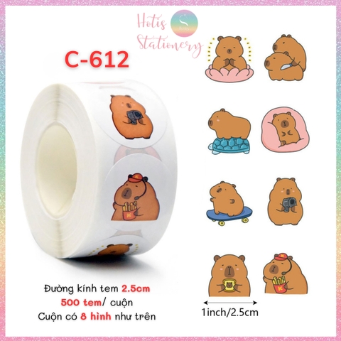 [HOTIS] Cuộn 500 tem sticker hoạt hình cute, tem dán trang trí, nhãn dán khen thưởng học sinh tạo động lực