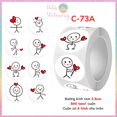 [HOTIS] Cuộn 500 tem sticker hoạt hình cute, tem dán trang trí, nhãn dán khen thưởng học sinh tạo động lực