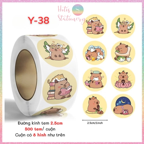 [HOTIS] Cuộn 500 tem sticker hoạt hình cute, tem dán trang trí, nhãn dán khen thưởng học sinh tạo động lực