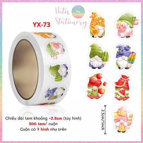 [HOTIS] Cuộn 500 tem sticker hoạt hình cute, tem dán trang trí, nhãn dán khen thưởng học sinh tạo động lực