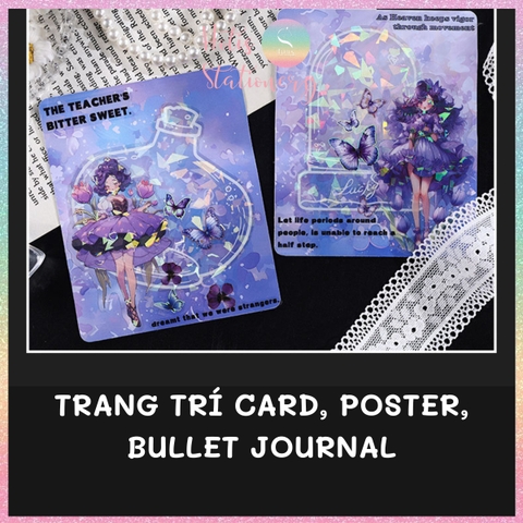 [HOTIS] Sticker chai lọ trong suốt ánh hologram kính vỡ trang trí thiệp, postcard, card idol, điện thoại, bullet journal DIY