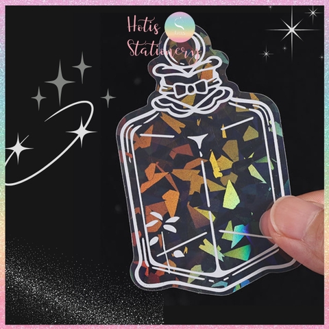 [HOTIS] Sticker chai lọ trong suốt ánh hologram kính vỡ trang trí thiệp, postcard, card idol, điện thoại, bullet journal DIY