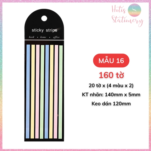 [HOTIS] Nhãn dán đánh dấu trang Sticky Strips nhãn dán highlight ghi chú, phân trang nhiều màu trong suốt