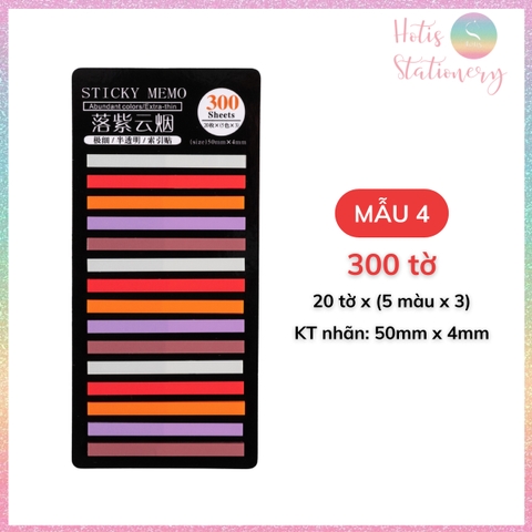 [HOTIS] Nhãn dán đánh dấu trang Sticky Strips nhãn dán highlight ghi chú, phân trang nhiều màu trong suốt