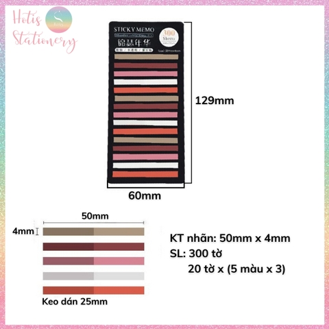 [HOTIS] Nhãn dán đánh dấu trang Sticky Strips nhãn dán highlight ghi chú, phân trang nhiều màu trong suốt