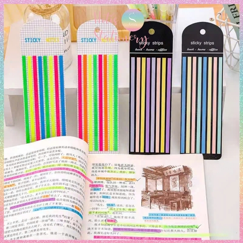 [HOTIS] Nhãn dán đánh dấu trang Sticky Strips nhãn dán highlight ghi chú, phân trang nhiều màu trong suốt