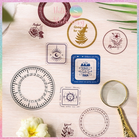 [HOTIS] Set 12 Sticker viền khung Classical Flower Language nhãn dán trang trí sổ bullet journal