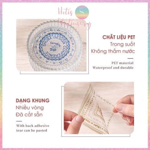[HOTIS] Set 12 Sticker viền khung Classical Flower Language nhãn dán trang trí sổ bullet journal