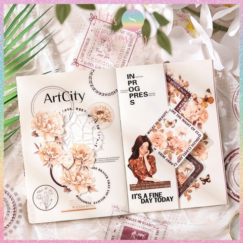 [HOTIS] Set 12 Sticker viền khung Classical Flower Language nhãn dán trang trí sổ bullet journal