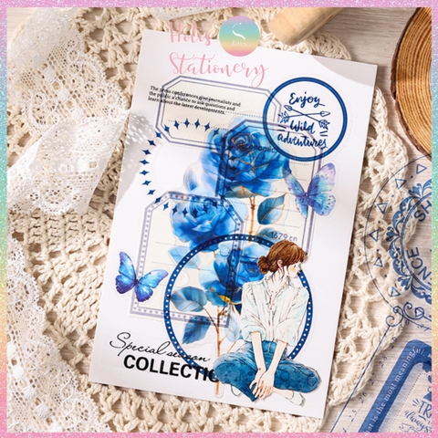 [HOTIS] Set 12 Sticker viền khung Classical Flower Language nhãn dán trang trí sổ bullet journal