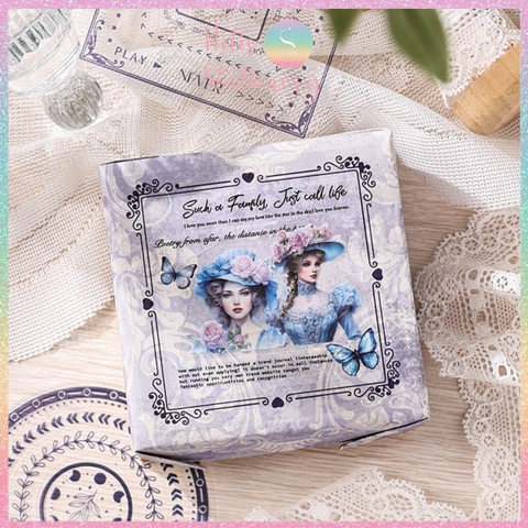 [HOTIS] Set 12 Sticker viền khung Classical Flower Language nhãn dán trang trí sổ bullet journal