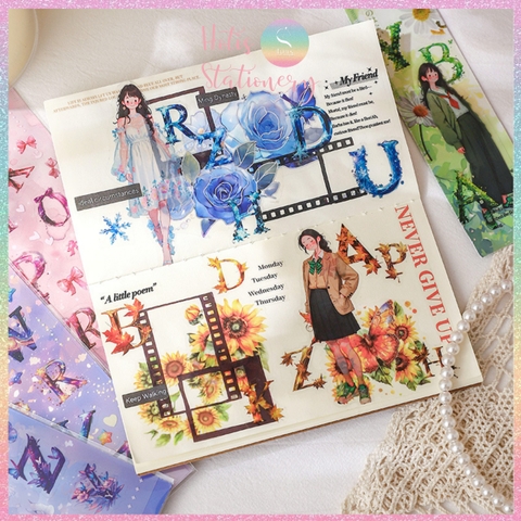 [HOTIS] Sticker 26 Chữ cái cách điệu hoa lá Fairy Tale Alphabets trang trí sổ bullet journal