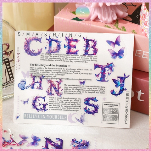 [HOTIS] Sticker 26 Chữ cái cách điệu hoa lá Fairy Tale Alphabets trang trí sổ bullet journal