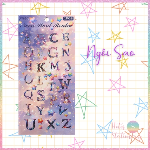 [HOTIS] Sticker 26 Chữ cái cách điệu hoa lá Fairy Tale Alphabets trang trí sổ bullet journal
