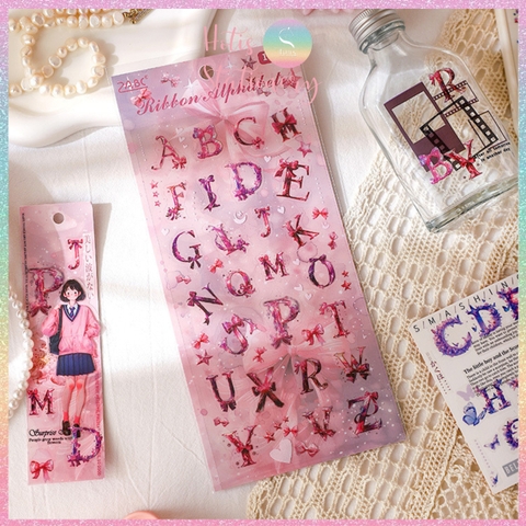 [HOTIS] Sticker 26 Chữ cái cách điệu hoa lá Fairy Tale Alphabets trang trí sổ bullet journal