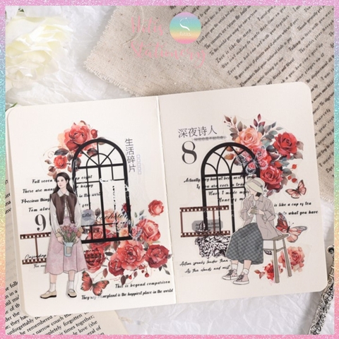 [HOTIS] Set 6 tờ Sticker English Rhythm nền trong suốt, chữ đen trang trí sổ, bullet journal, thiệp, postcard DIY