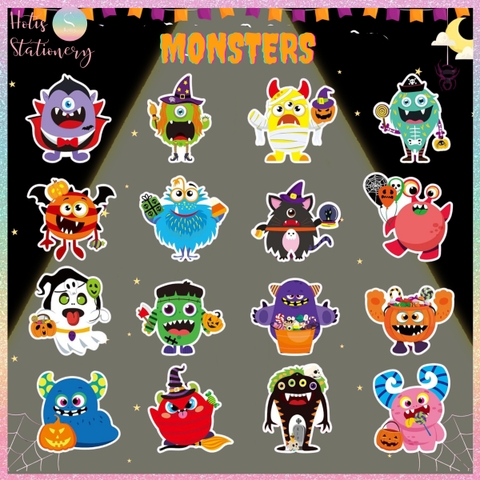 [HOTIS] Cuộn 500 tem sticker Monster nhiều màu sắc, dễ bóc dán, trang trí cho bé