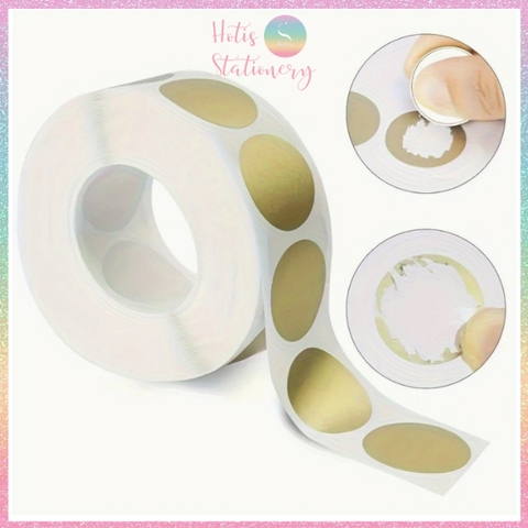 [HOTIS] Tem Dán Cào Tròn 2.5cm Màu Vàng, Bạc - 300 Tem/Cuộn, Che Mã Số, Bảo Mật Thông Tin, Dễ Dán, Dễ Cào