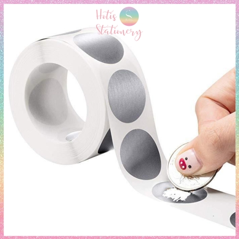 [HOTIS] Tem Dán Cào Tròn 2.5cm Màu Vàng, Bạc - 300 Tem/Cuộn, Che Mã Số, Bảo Mật Thông Tin, Dễ Dán, Dễ Cào
