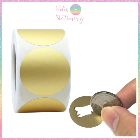 [HOTIS] Tem Dán Cào Tròn 2.5cm Màu Vàng, Bạc - 300 Tem/Cuộn, Che Mã Số, Bảo Mật Thông Tin, Dễ Dán, Dễ Cào