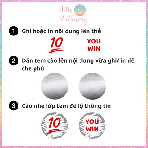 [HOTIS] Tem Dán Cào Tròn 2.5cm Màu Vàng, Bạc - 300 Tem/Cuộn, Che Mã Số, Bảo Mật Thông Tin, Dễ Dán, Dễ Cào