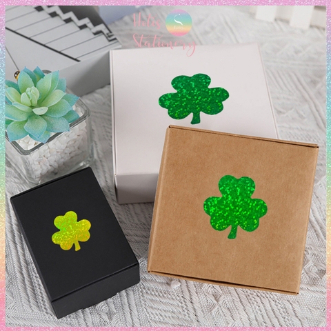 [HOTIS] Cuộn 500 Tem Dán Sticker Cỏ Ba Lá - Size 2.5cm & 3.8cm - Bóc Dán Dễ Dàng, Trang Trí Đẹp Mắt