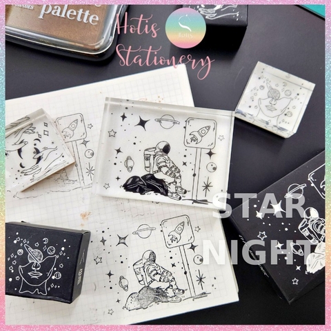 [HOTIS] Con dấu acrylic trong suốt phi hành gia Star Night làm bullet journal cực xinh