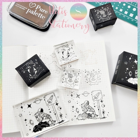 [HOTIS] Con dấu acrylic trong suốt phi hành gia Star Night làm bullet journal cực xinh