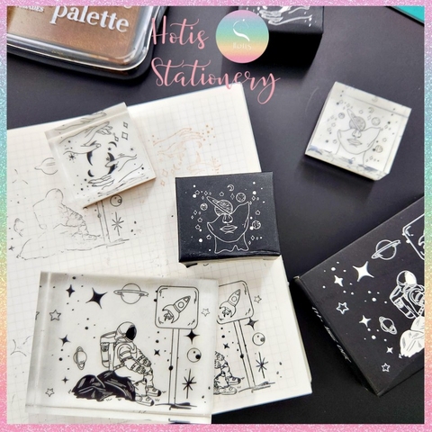 [HOTIS] Con dấu acrylic trong suốt phi hành gia Star Night làm bullet journal cực xinh