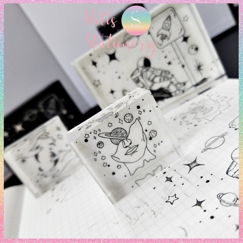 [HOTIS] Con dấu acrylic trong suốt phi hành gia Star Night làm bullet journal cực xinh