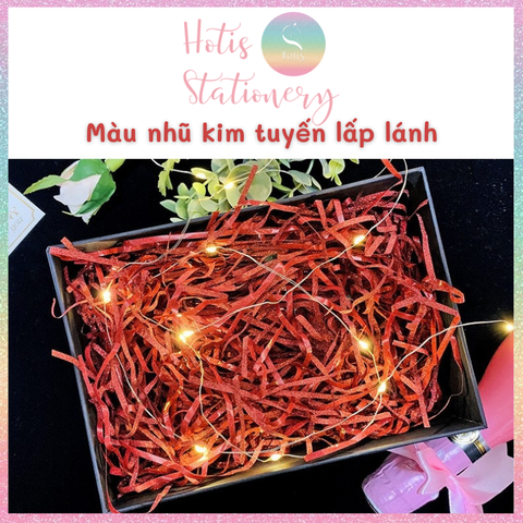 [HOTIS] 3mm - Giấy rơm kim tuyến giấy rơm nhũ sợi 3mm óng ánh lót hộp quà tặng sang trọng cao cấp