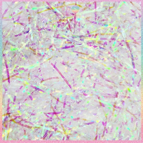 [HOTIS] 3mm - 1KG Giấy rơm hologram trong suốt raffia óng ánh trang trí, lót hộp quà, giỏ quà tặng sang trọng cao cấp