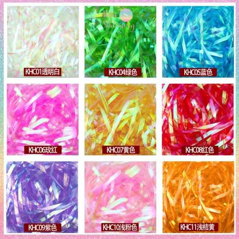 [HOTIS] 3mm - Giấy rơm hologram trong suốt raffia óng ánh trang trí, lót hộp quà, giỏ quà tặng sang trọng cao cấp