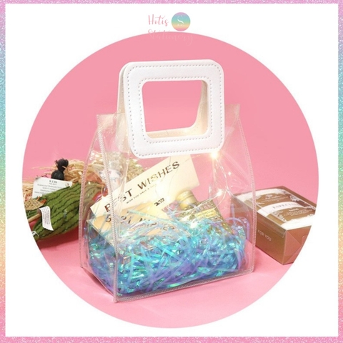 [HOTIS] 3mm - Giấy rơm hologram trong suốt raffia óng ánh trang trí, lót hộp quà, giỏ quà tặng sang trọng cao cấp