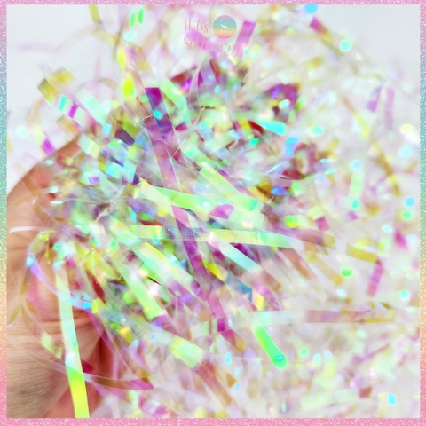 [HOTIS] 3mm - Giấy rơm hologram trong suốt raffia óng ánh trang trí, lót hộp quà, giỏ quà tặng sang trọng cao cấp