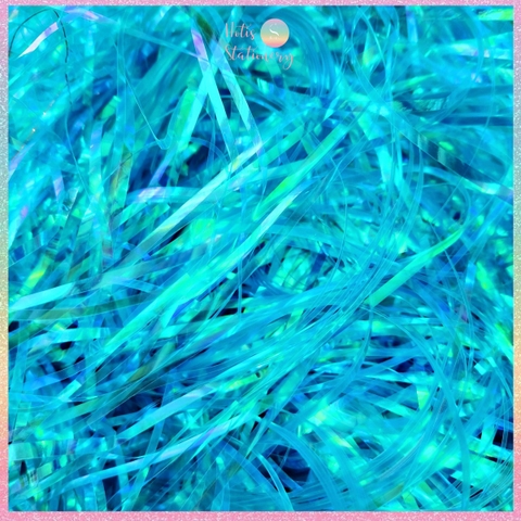 [HOTIS] 3mm - Giấy rơm hologram trong suốt raffia óng ánh trang trí, lót hộp quà, giỏ quà tặng sang trọng cao cấp