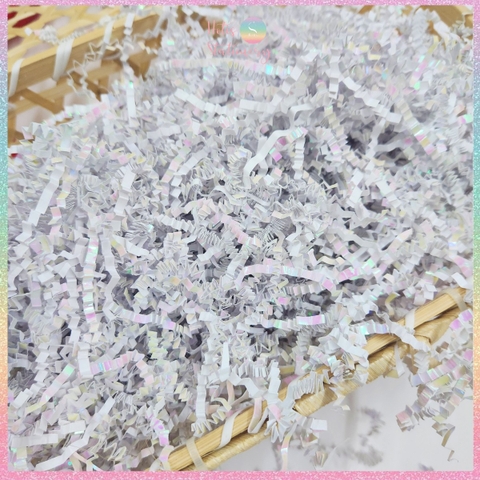 [HOTIS] Giấy rơm nhún 3mm rơm kim tuyến lót hộp quà sang trọng Metallic Crinkled Raffia