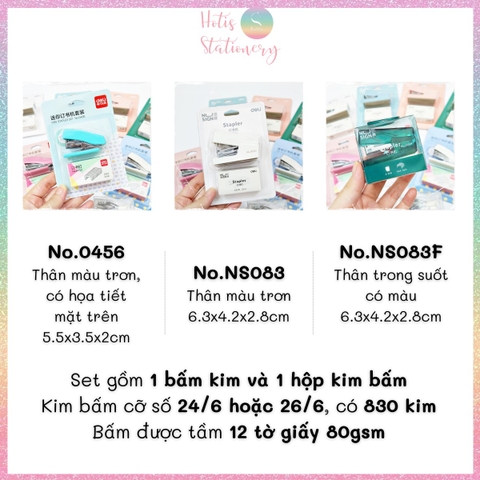 [HOTIS] Set bấm kim và kim bấm Mini Stapler Set bấm giấy siêu đáng yêu và tiện lợi