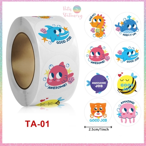 [HOTIS] Sticker Cuộn 500 Nhãn Dán Khen Thưởng Học Sinh - Tạo Động Lực, Kích Thích Học Tập, Phù Hợp Giáo Viên & Phụ Huynh