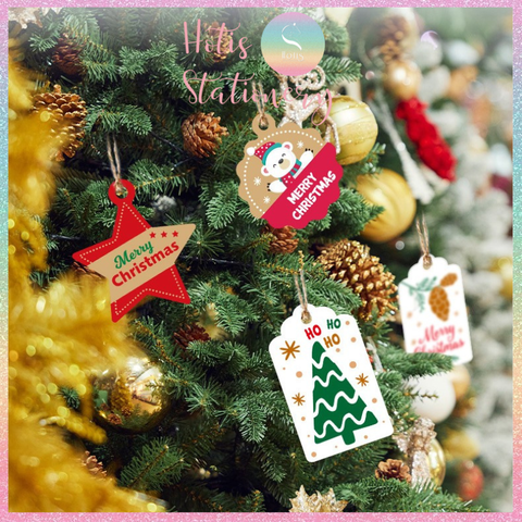 [HOTIS] Set 100 tag giấy kèm 20m dây thừng gói quà trang trí Giáng Sinh Noel