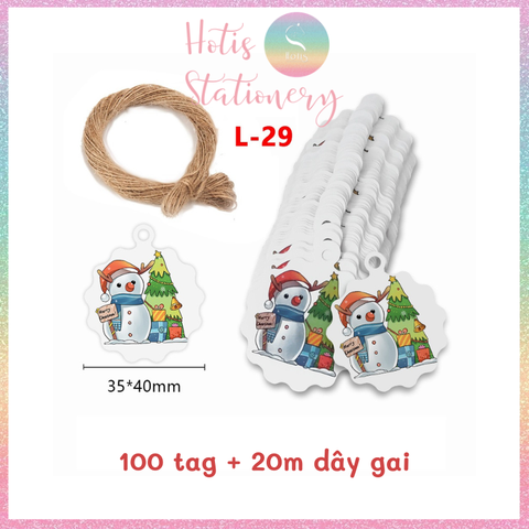 [HOTIS] Set 100 tag giấy kèm 20m dây thừng gói quà trang trí Giáng Sinh Noel