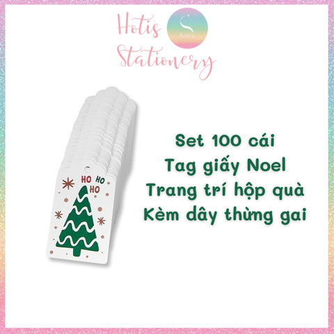 [HOTIS] Set 100 tag giấy kèm 20m dây thừng gói quà trang trí Giáng Sinh Noel