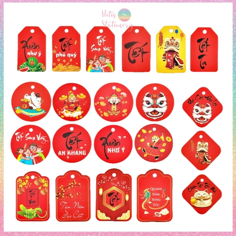 [HOTIS] Set 50 tag giấy trang trí hộp quà tặng Tết Giáp Thìn 2024 - Không kèm dây