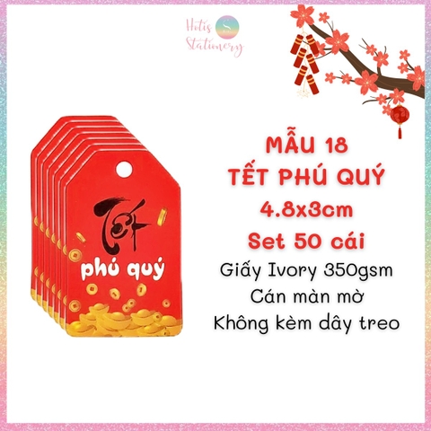 [HOTIS] Set 50 tag giấy trang trí hộp quà tặng Tết Giáp Thìn 2024 - Không kèm dây