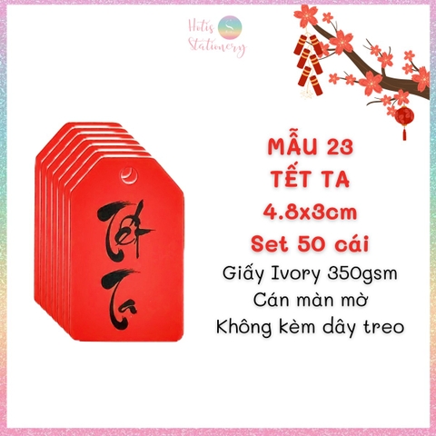[HOTIS] Set 50 tag giấy trang trí hộp quà tặng Tết Giáp Thìn 2024 - Không kèm dây